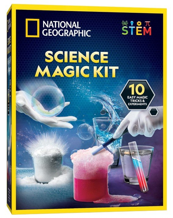 NATIONAL GEOGRAPHIC Magic Chemistry Set – Science Kit for Kids with 10 Amazing Magic Tricks
(Amazon)