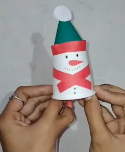 Paper cup Snowman craft for kids