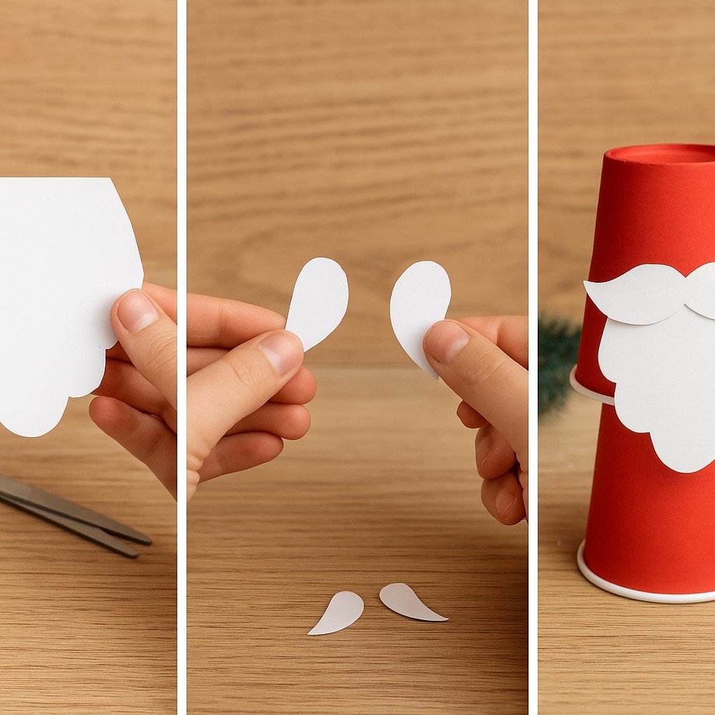 Red paper cup for making Santa