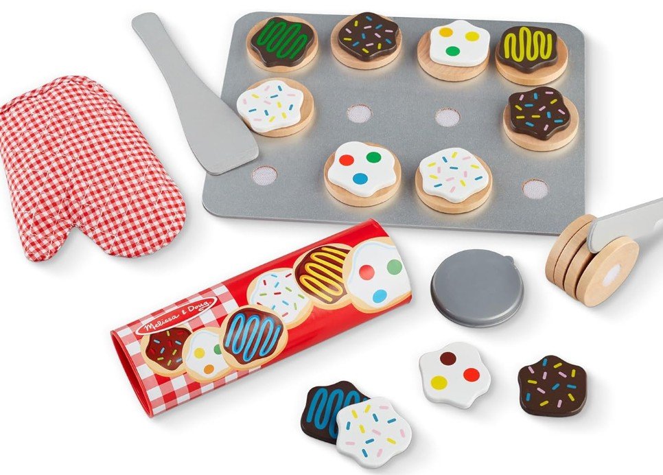 Melissa & Doug Slice and Bake Cookies Wooden Play Food Set With Toppings
(Amazon)