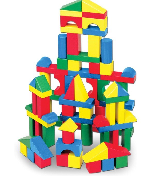 Melissa & Doug Wooden Building Blocks Set - 100 Blocks in 4 Colors and 9 Shapes 
(Amazon)