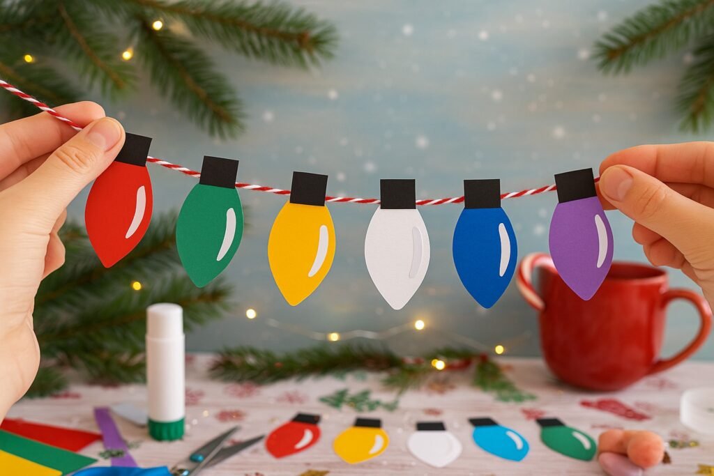 Christmas lights garland paper craft for kids