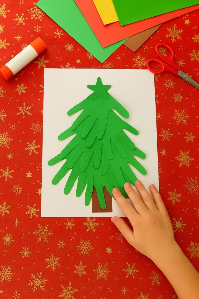 Handprint Christmas tree, craft for kids
