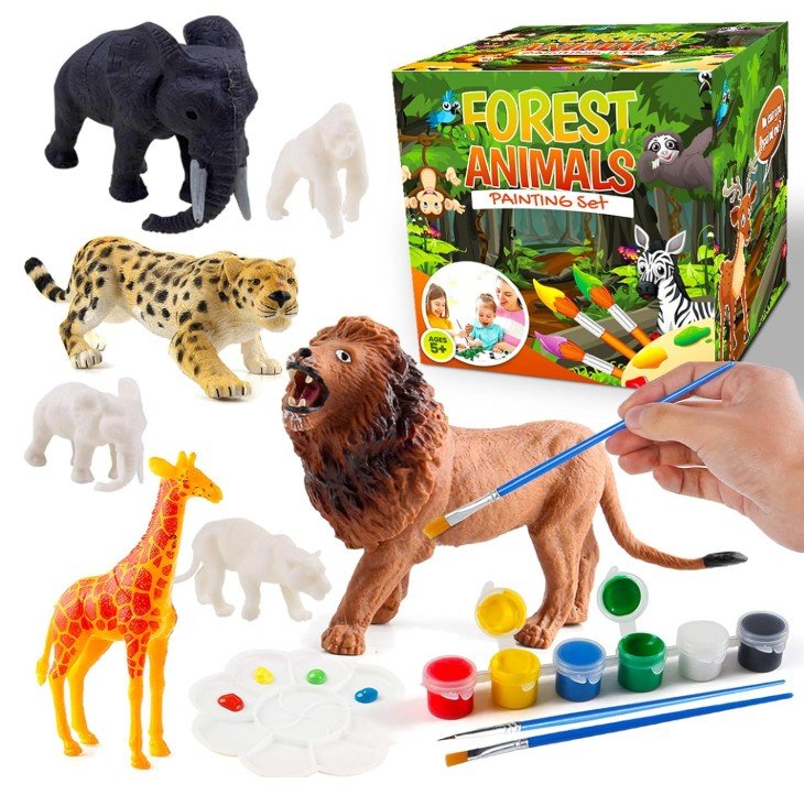 FUNZBO Safari Animals Paint Set for Kids, Arts and Crafts Supplies Painting Kit
(Amazon)