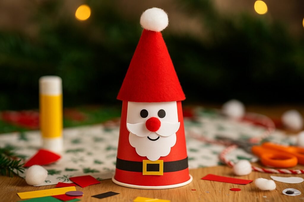 Paper cup Santa, craft for kids